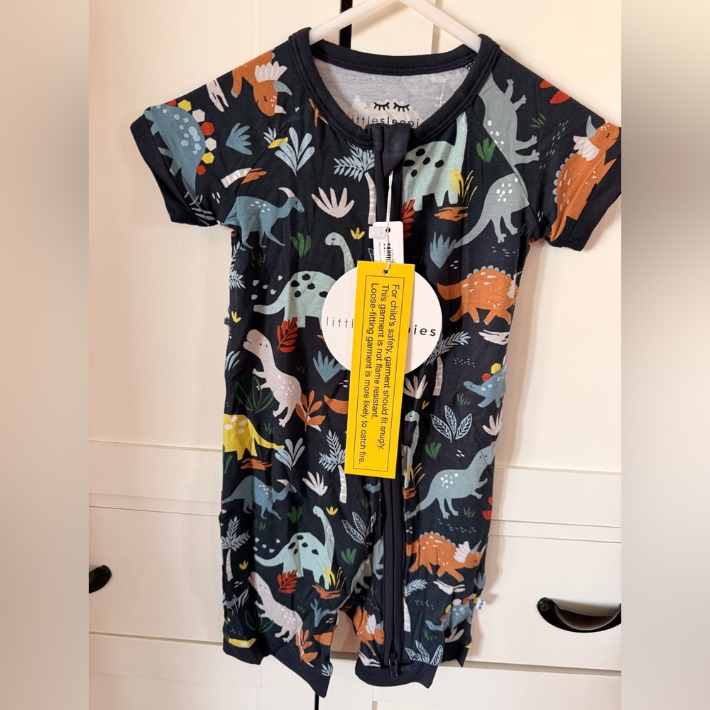 Little Sleepies Navy Dinosaur Baby Romper
